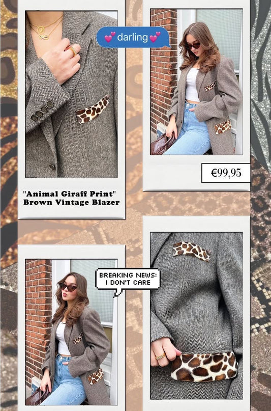 SOLD OUT! ''Animal Printed'' Beige Brown Vintage Blazer
