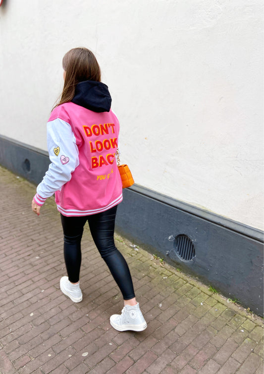 SOLD OUT ''Don't Look Back'' Pink Baseball Jacket