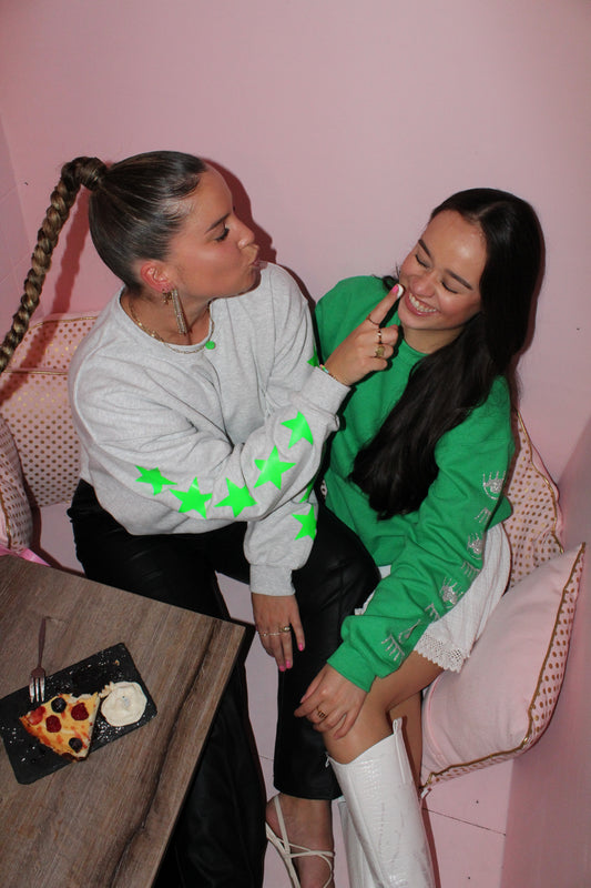 ''Green Stars'' Grey Sweater