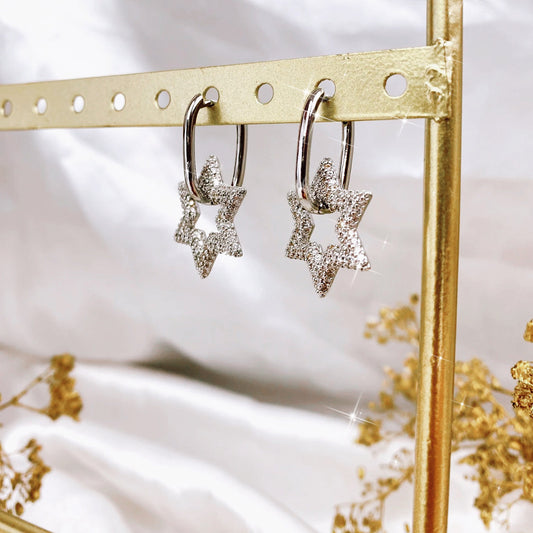 ''Glitter Stars'' Zilver Earrings
