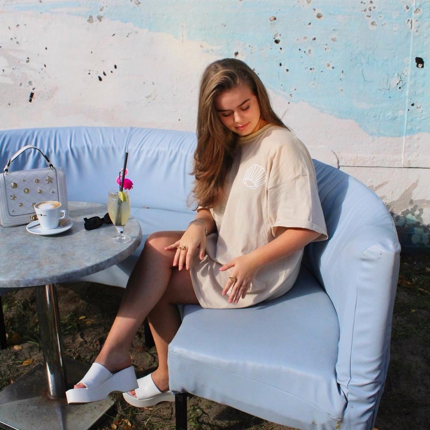 ''Coconut'' Beige T-Shirt Dress