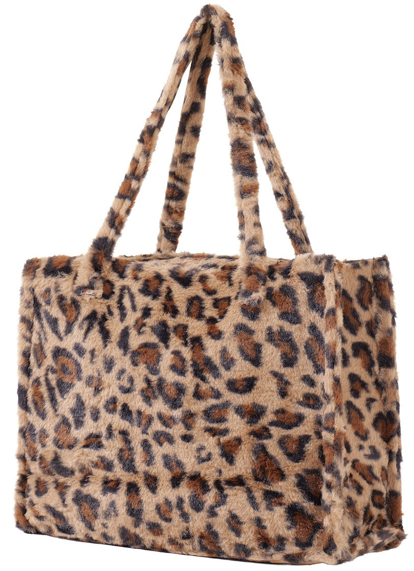 Fluffy Faux Fur Leopard Shopper