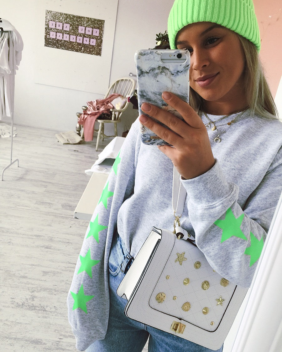 ''Green Stars'' Grey Sweater