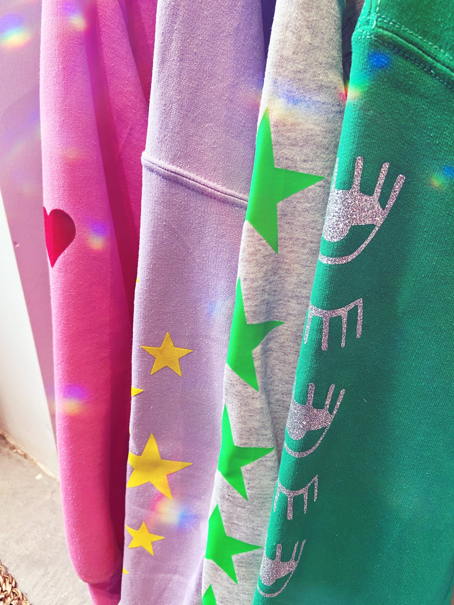 ''Green Stars'' Grey Sweater