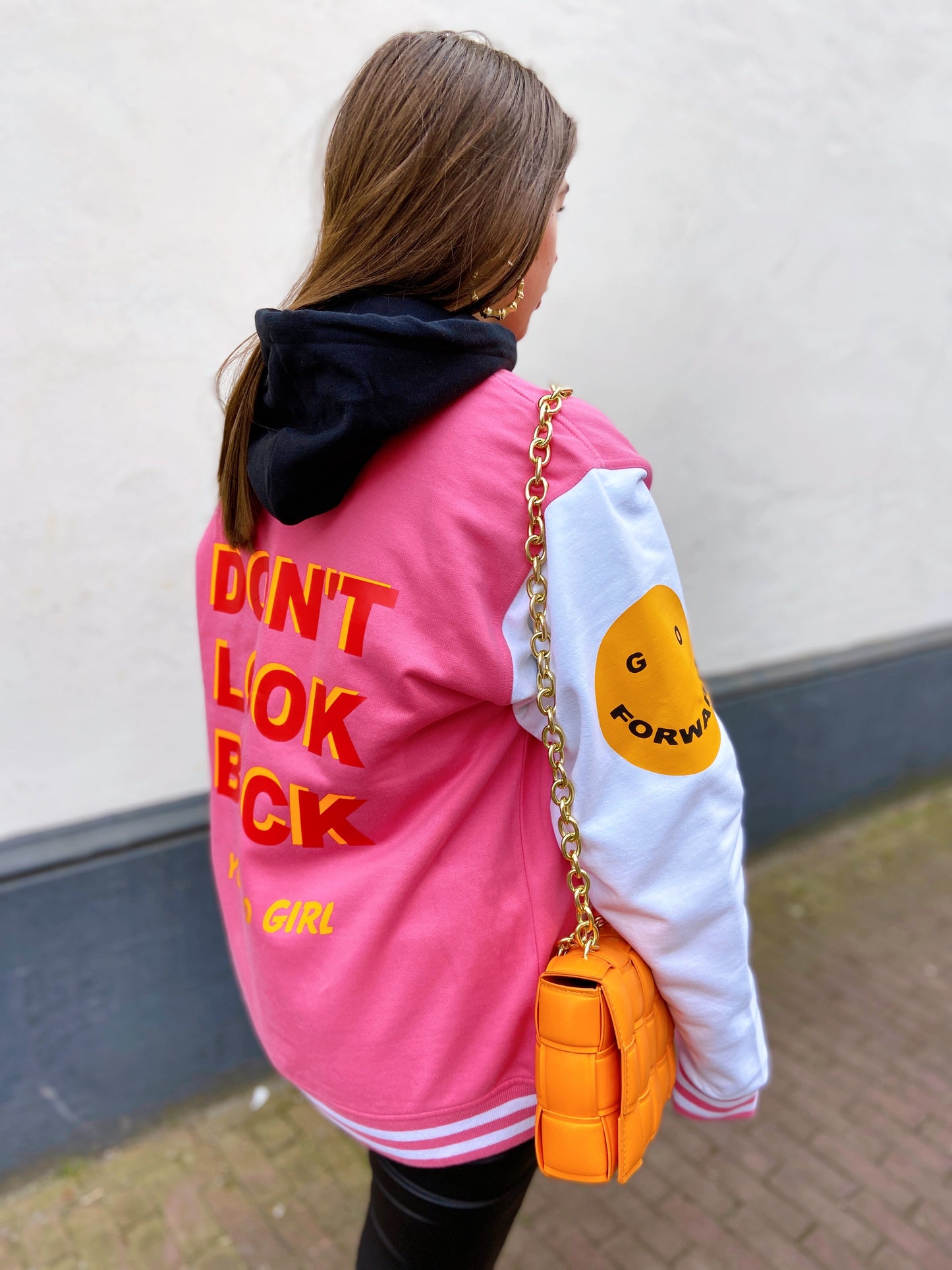 SOLD OUT ''Don't Look Back'' Pink Baseball Jacket
