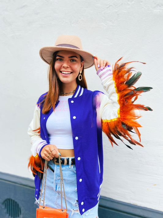 SOLD OUT ''Feather Ibiza'' Purple Baseball Jacket