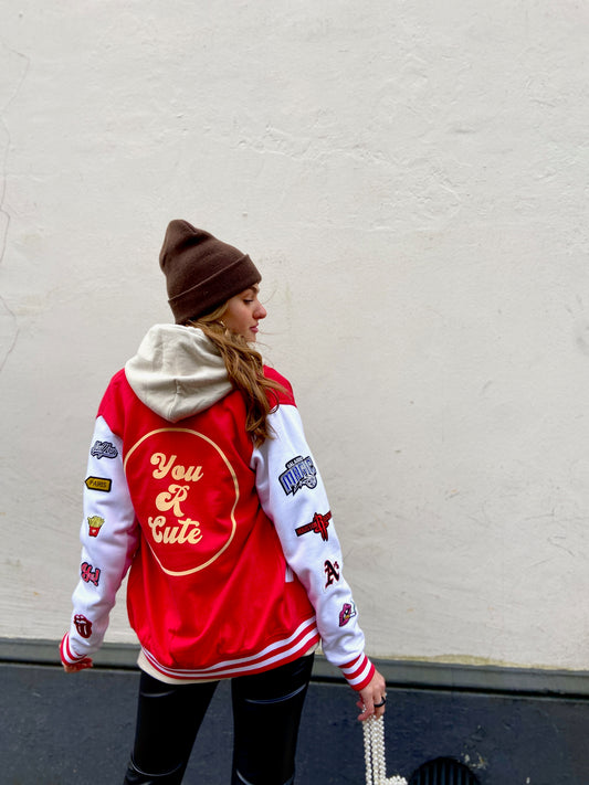 SOLD OUT ''You R Cute'' Red Baseball Jacket