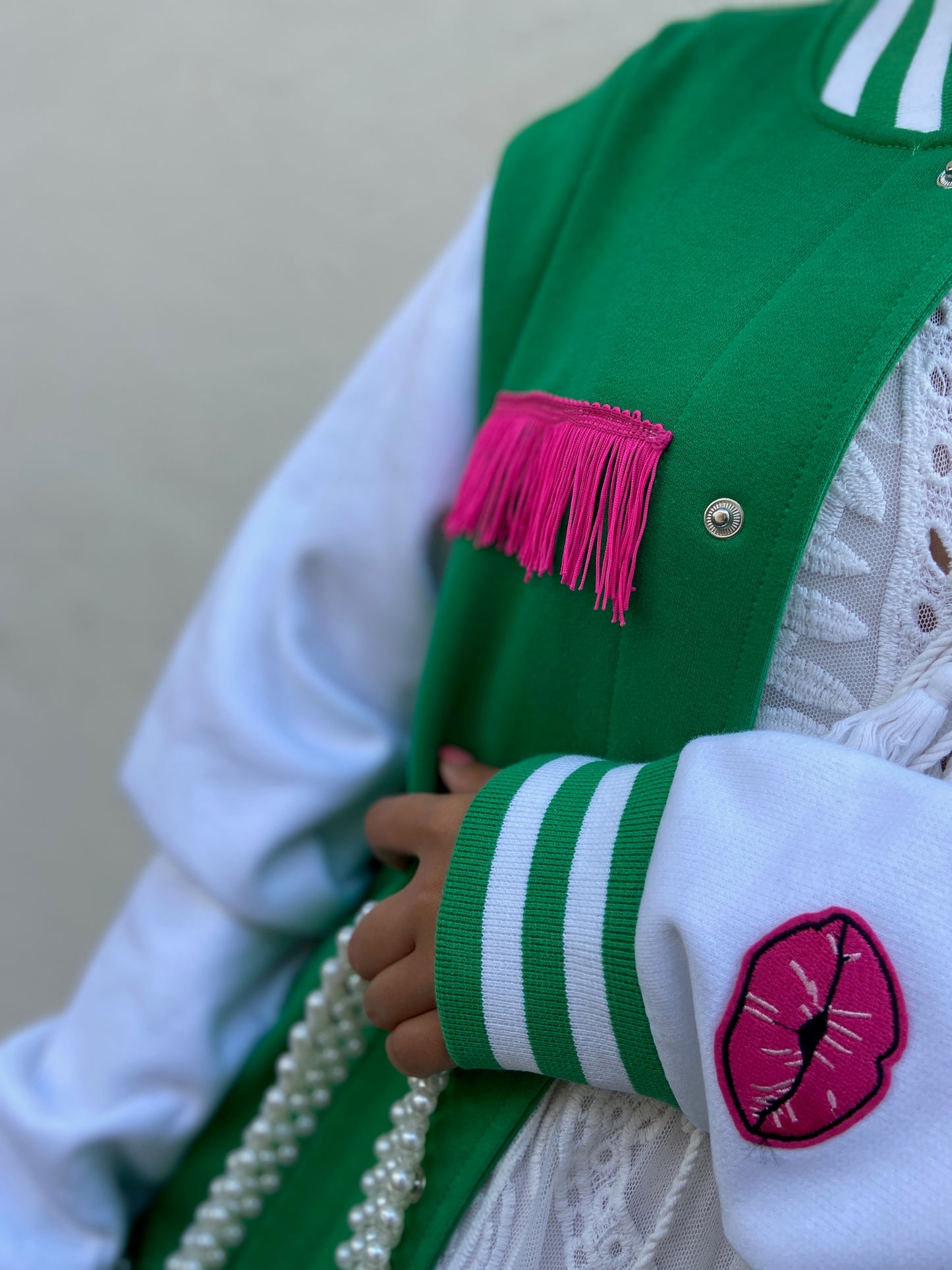 SOLD OUT ''Girl Power'' Green Baseball Jackets
