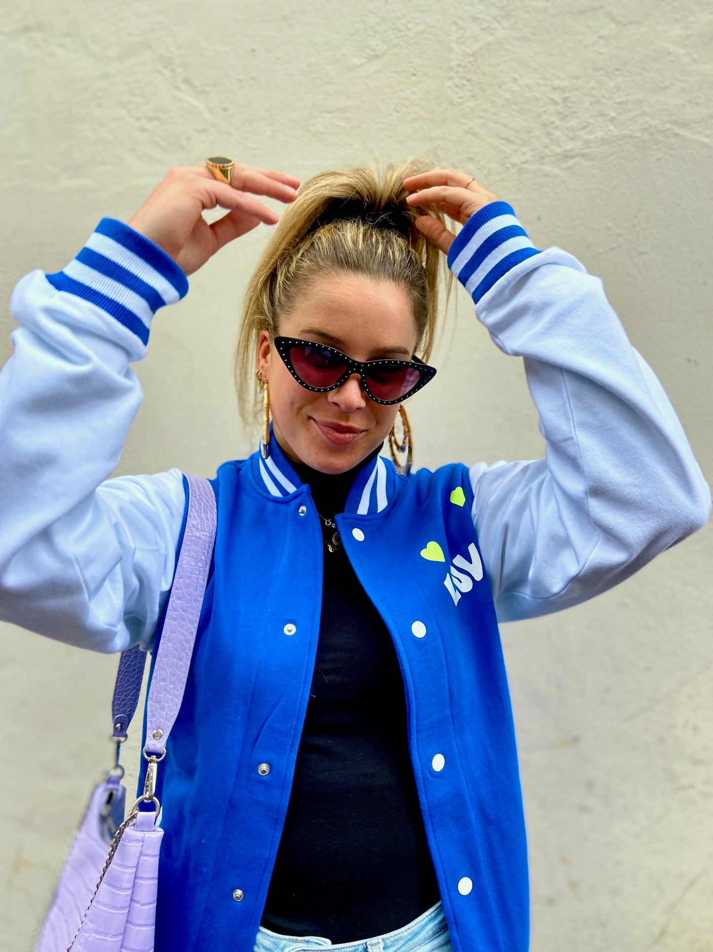 SOLD OUT ''Love'' Cobalt Blue Baseball Jacket