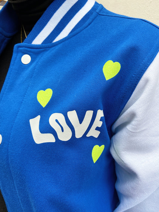 SOLD OUT ''Love'' Cobalt Blue Baseball Jacket