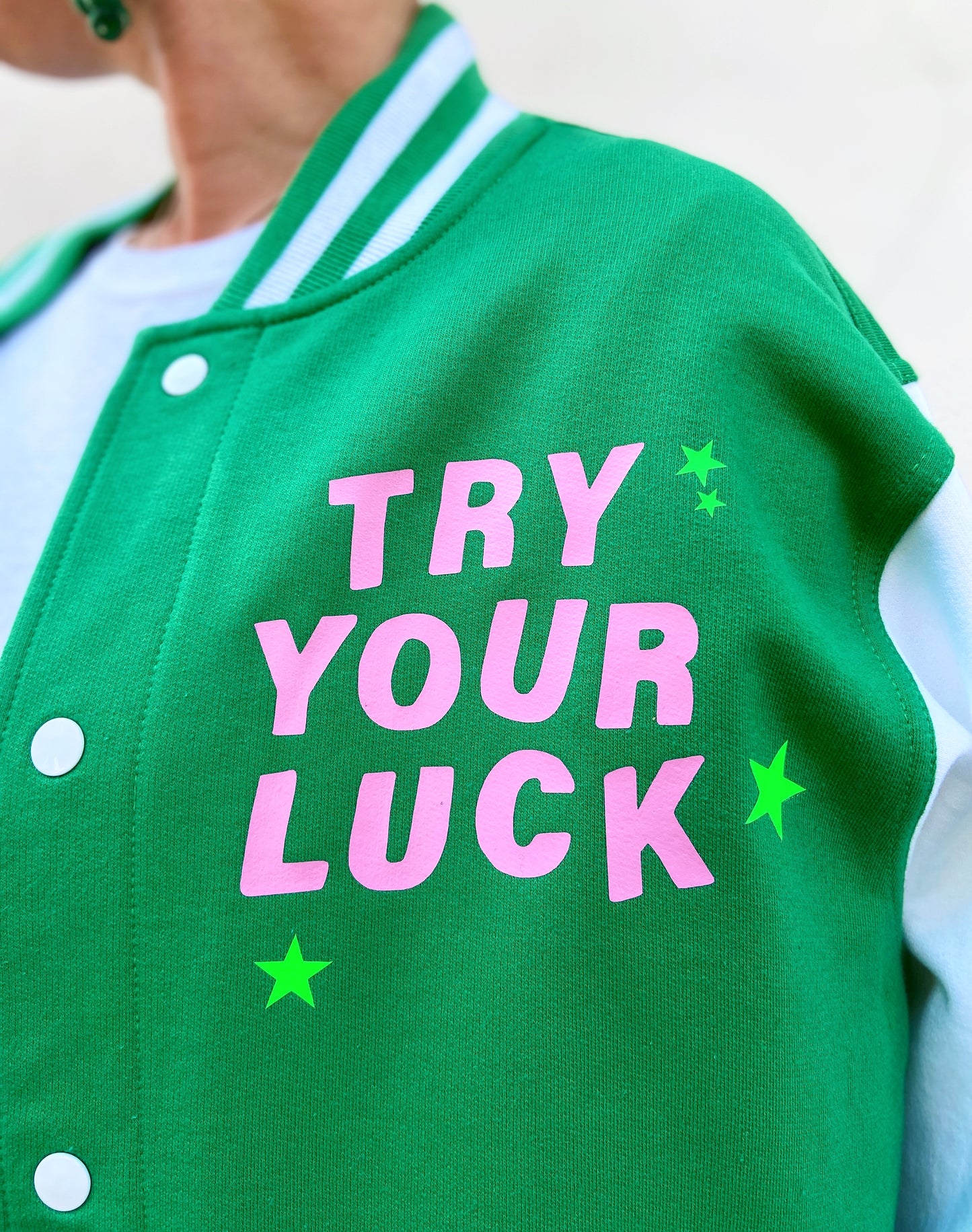 SOLD OUT ''Try Your Luck'' Green Baseball Jacket