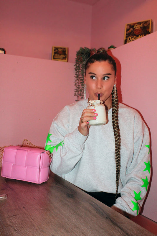 ''Green Stars'' Grey Sweater