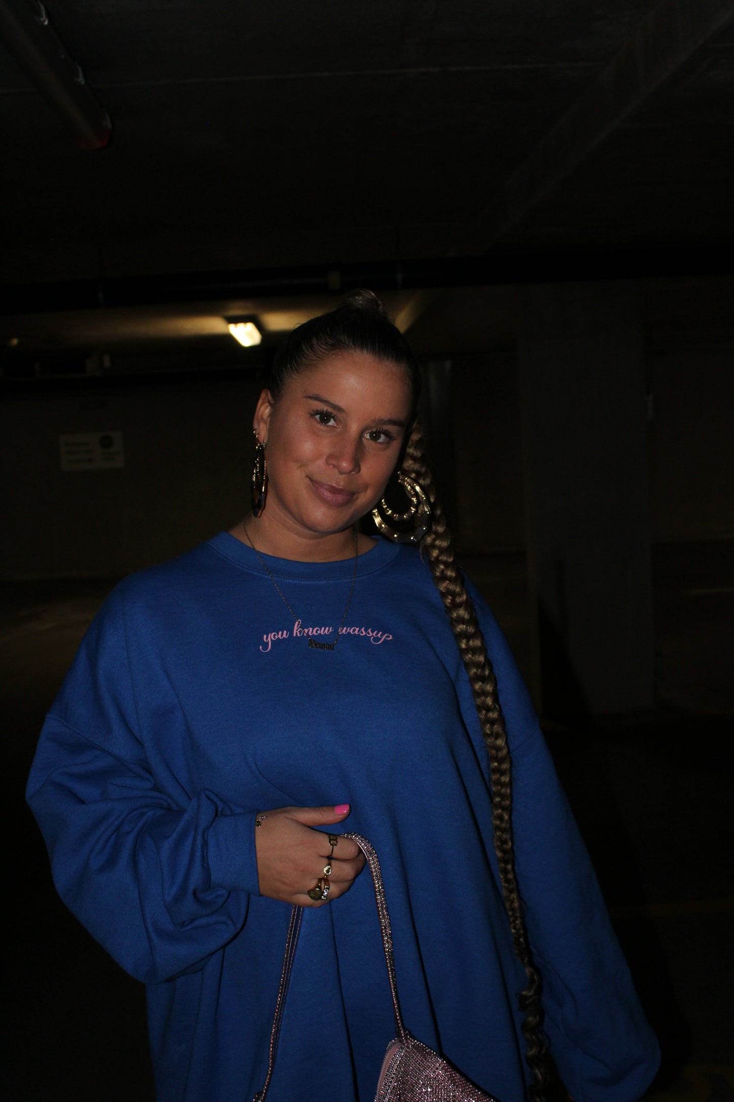 ''You Know Wassup'' Blue Sweater Dress