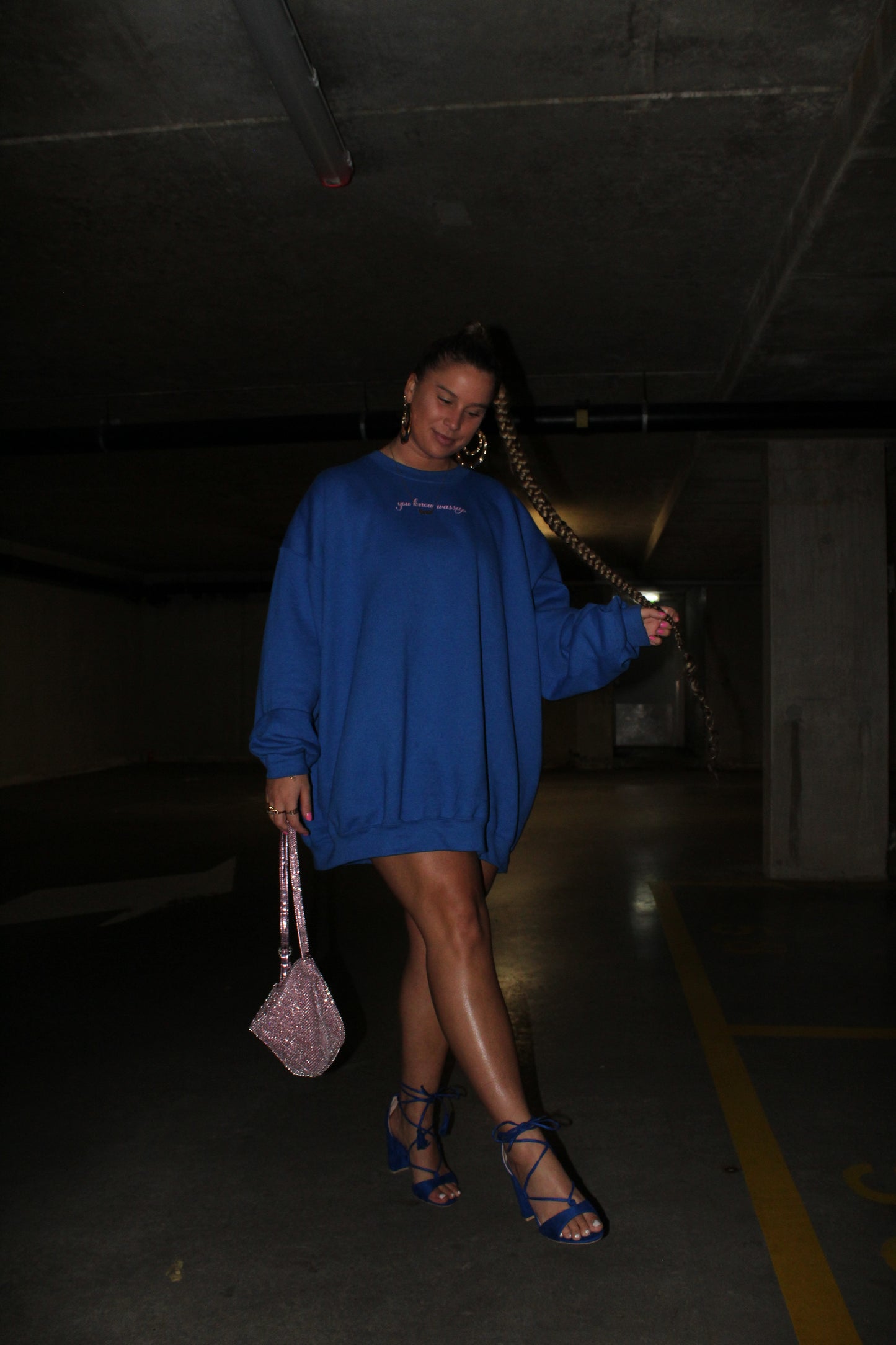 ''You Know Wassup'' Blue Sweater Dress