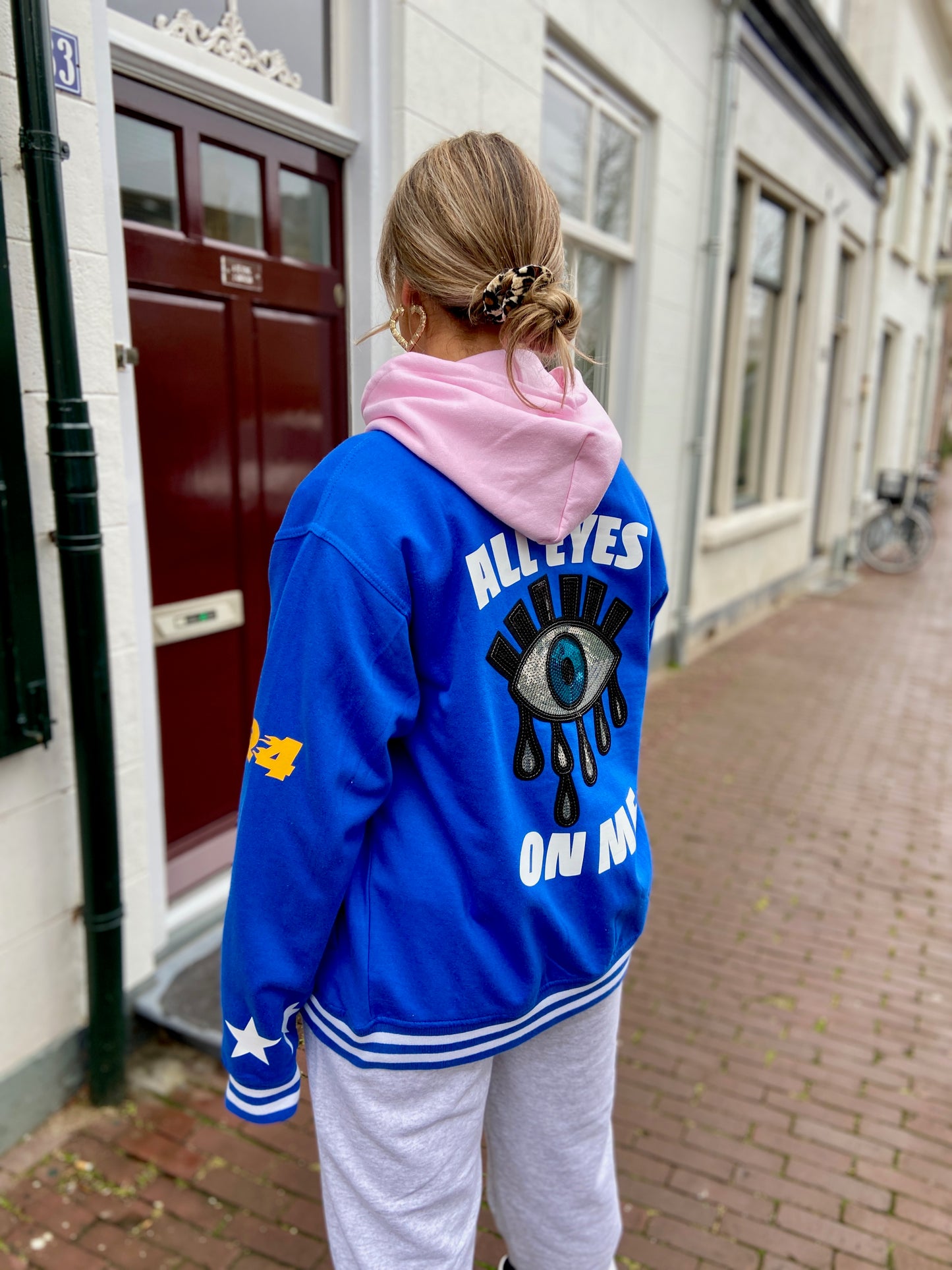 SOLD OUT ''All Eyes On You'' Cobalt Blue Baseball Jacet