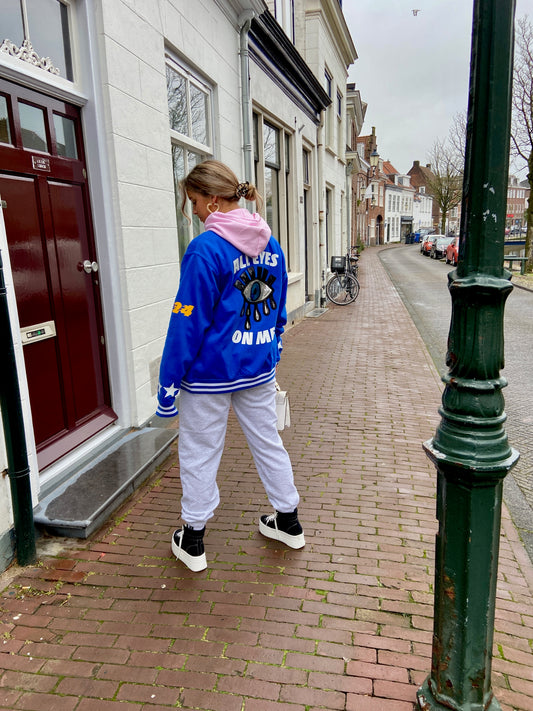 SOLD OUT ''All Eyes On You'' Cobalt Blue Baseball Jacet