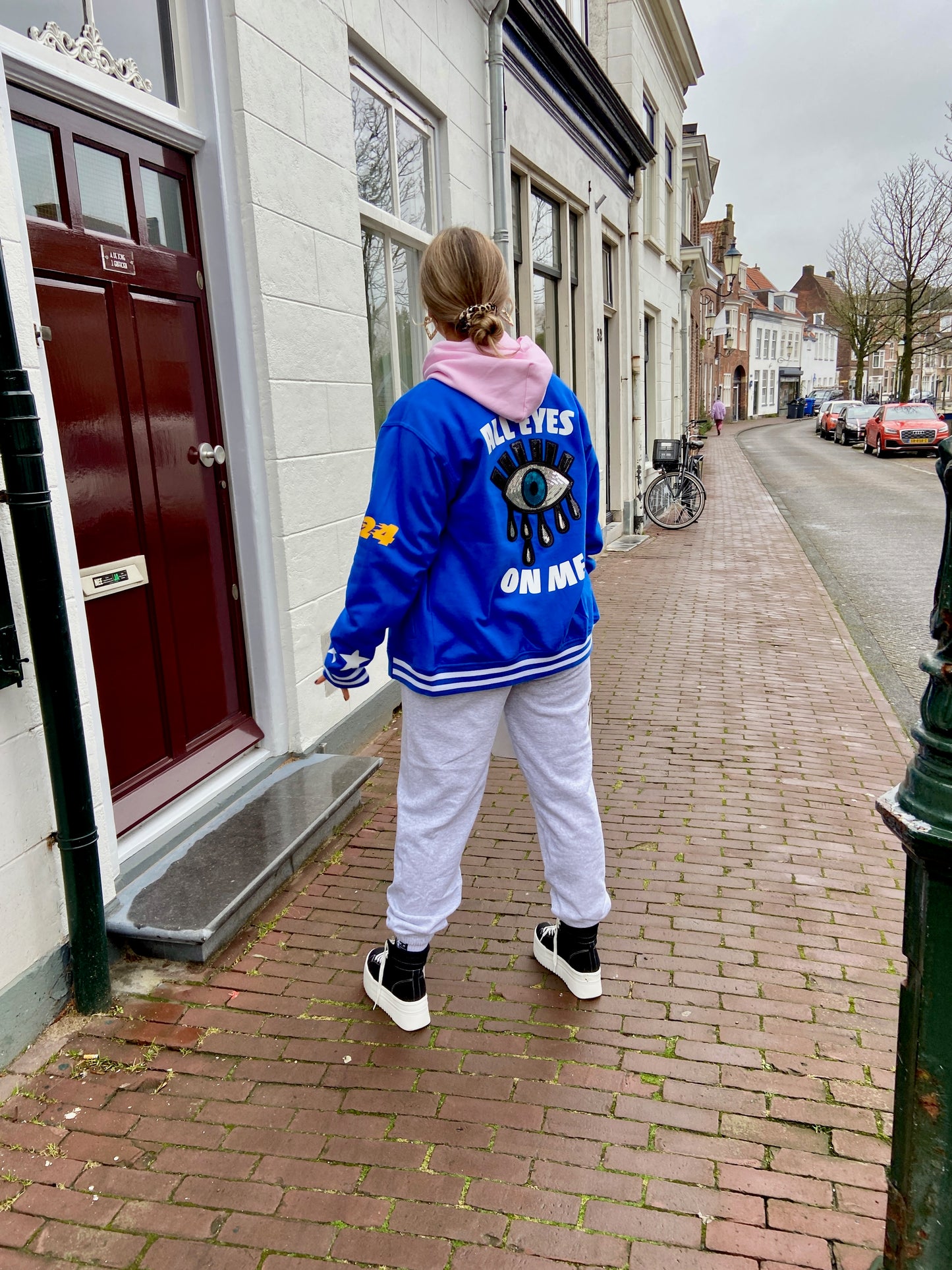 SOLD OUT ''All Eyes On You'' Cobalt Blue Baseball Jacet