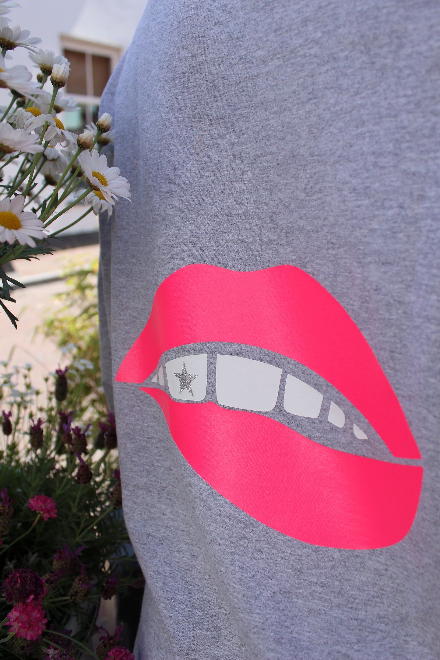 ''Pink Mouth'' Grey T-Shirt Dress