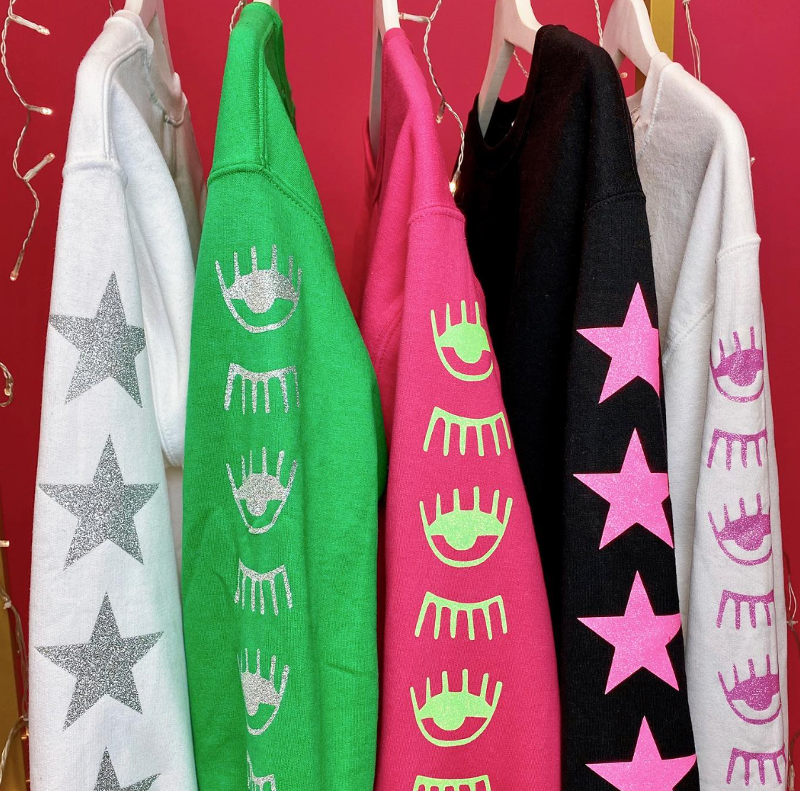 ''Zilver Glitter Stars'' White Sweater