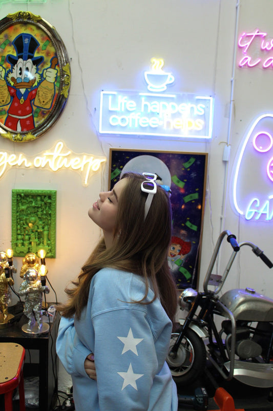 ''White Stars'' Light Blue Sweater