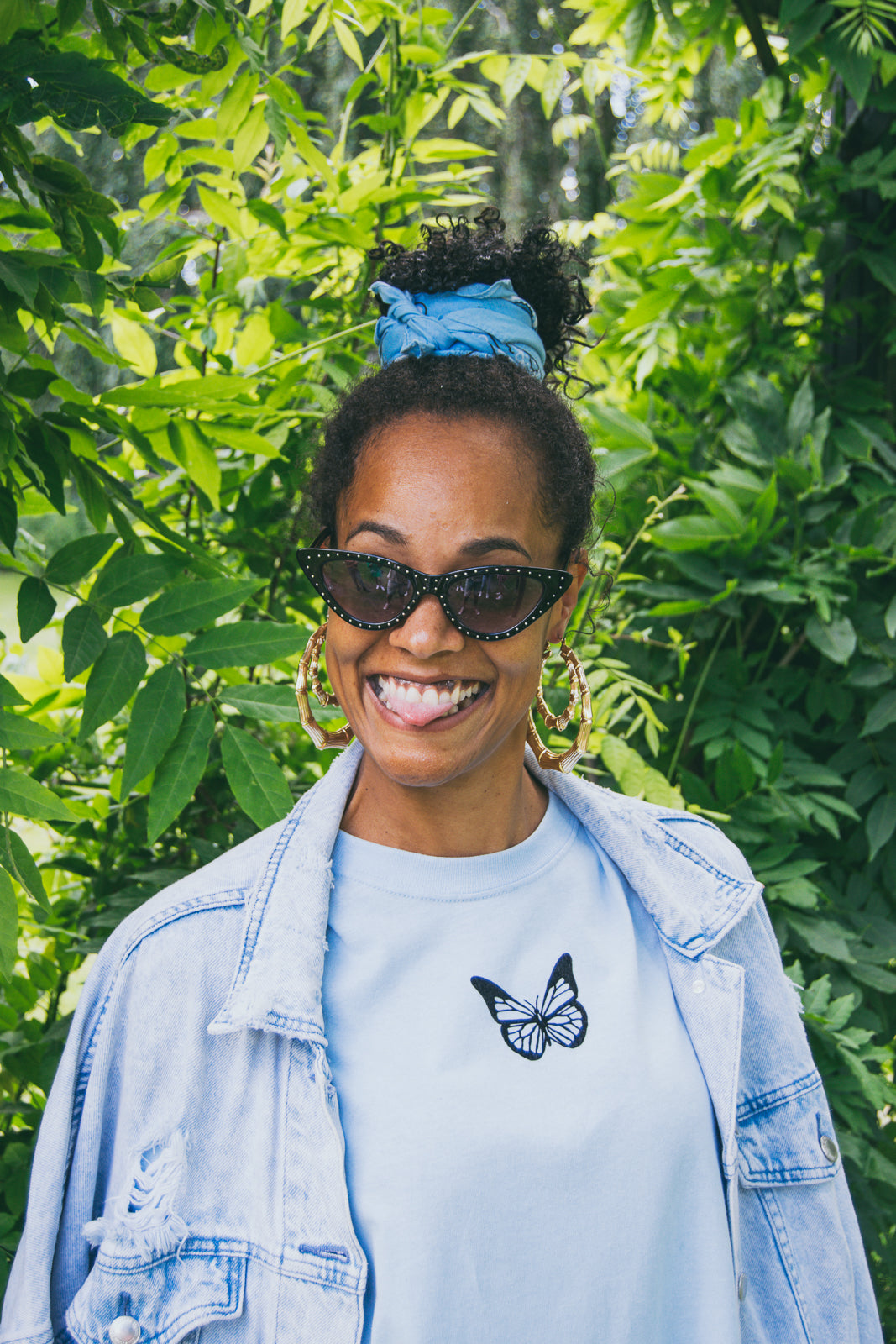 ''Butterfly'' Light Blue T-shirt Dress