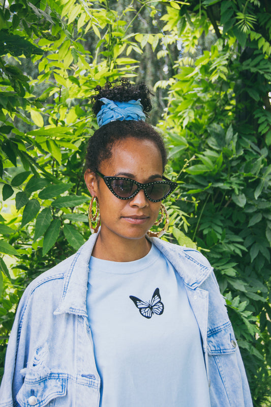 ''Butterfly'' Light Blue T-shirt Dress