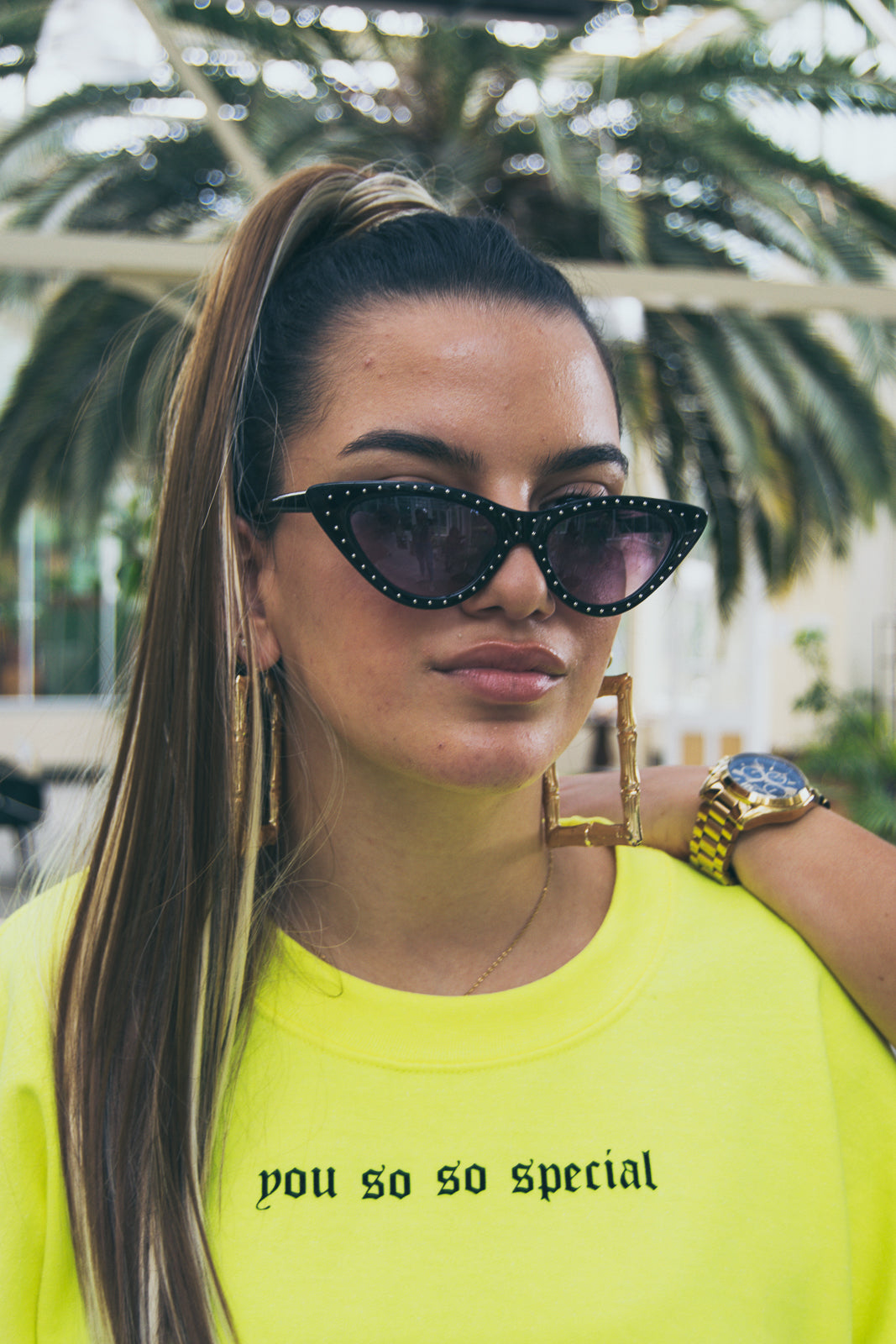 ''You So So Special'' Neon Yellow Oversized Sweater